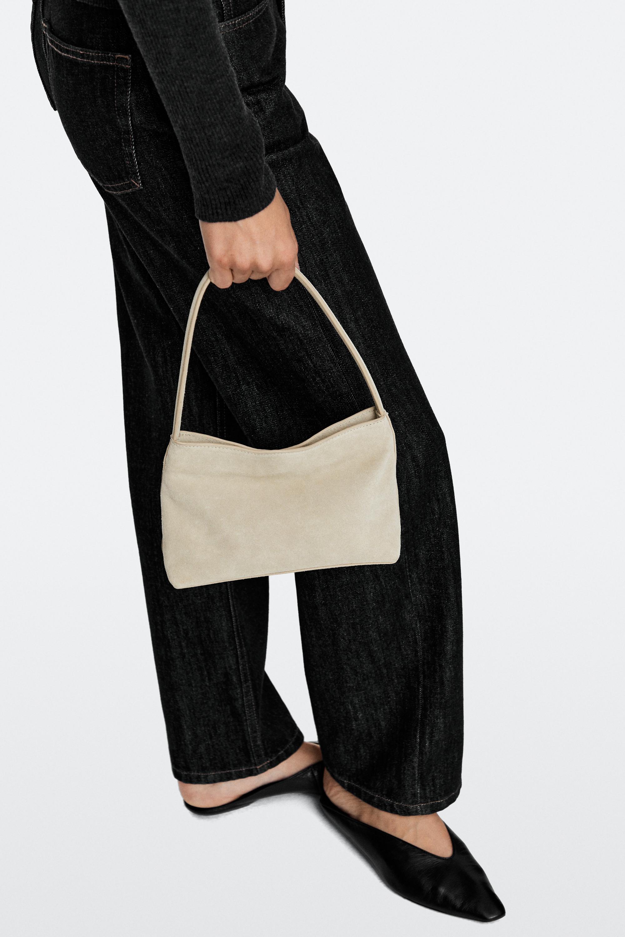 Split suede leather shoulder bag
